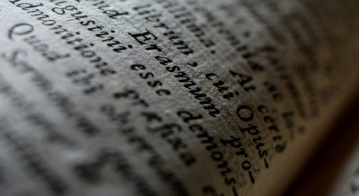 close up of words on a page of a book